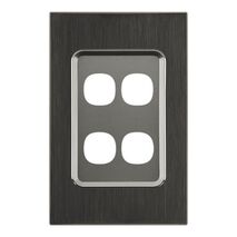 Saturn Series, Switch Grid Plate and Cover, 4 Gang, Vertical/Horizontal Mount - Horizon Black