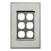 Saturn Series, Switch Grid Plate and Cover, 6 Gang, Vertical/Horizontal Mount - Horizon Silver