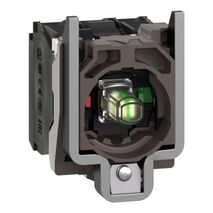 Harmony XB4, Complete body/contact assembly and light block, metal, universal LED, body/fixing collar, 1NO + 1NC, 230…240V AC