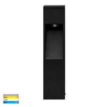 Fedor Square Aluminium Black Tri Colour LED Bollard Light