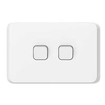 Clipsal Iconic, Flush Switch, Horizontal Mount, 2 Gang, 1-Way/2-Way, 230/240V 10AX - Vivid White