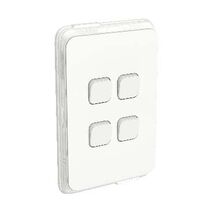 Clipsal Iconic, Switch, Vertical 4 Gang, 1/2 Way 10AX,230/240V, IP44 - Vivid White