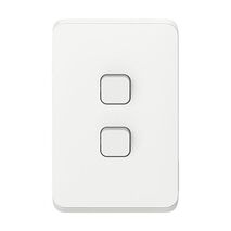 Clipsal Iconic, Flush Switch, 2 Gang, Vertical Mount, 1-Way/2-Way, 230/240V 10AX - Vivid White