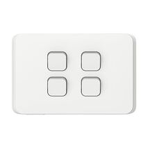 Clipsal Iconic, Flush Switch, Horizontal Mount, 4 Gang, 1-Way/2-Way, 230/240V 10AX - Vivid White