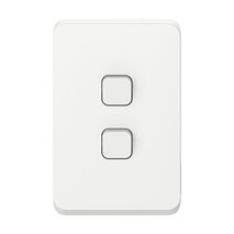 Clipsal Iconic, Switch Plate Skin, 2 Gang, Horizontal/Vertical Mount, Clip-On - Vivid White