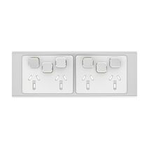 Clipsal Iconic, Styl Quad Power Point Skin with 2 extra switches, Horizontal Mount, 10A, 250V - Silver