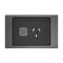 Clipsal Iconic, Styl Single Power Point Skin, Horizontal Mount, 250V, 10A - Silver Shadow