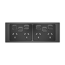 Clipsal Iconic, Styl Quad Power Point Skin with 2 extra switches, Horizontal Mount, 10A, 250V - Silver Shadow