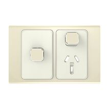 Clipsal Iconic, Styl Single Power Point Skin with 1 extra switch, Horizontal Mount, 250V, 10A - Crowne
