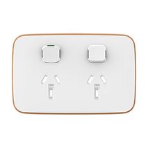Clipsal Iconic, Essence Double Power Point Skin, Horizontal Mount, 250V, 10A, Clip-On - Arctic White