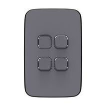 Clipsal Iconic, Essence Switch Plate Skin, 4 Gang, Vertical/Horizontal, Clip-On - Ash Grey