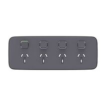 Clipsal Iconic, Essence Quad Power Point Skin, Horizontal Mount, Clip-On, 250V, 10A - Ash Grey