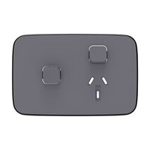 Clipsal Iconic, Essence Single Power Point Skin with 1 extra switch, Horizontal Mount, 250V, 10A, Clip-On - Ash Grey