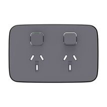 Clipsal Iconic, Essence Double Power Point Skin, Horizontal Mount, 250V, 10A, Clip-On - Ash Grey