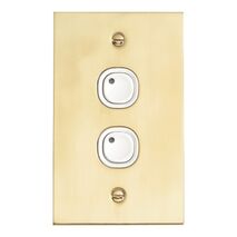 C-Bus Control and Management System, Flat Plate, Key Input, 2 Gang, B Style, Learn Enabled, Brass - White Electric