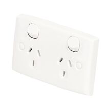 Standard Series, Twin Switch Socket Outlet, 250V, 10A, Standard Size - Black