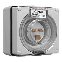 Clipsal - 56 Series, Appliance Inlet, IP66, 250V 15A - 3 Flat Pins - Resistant Orange