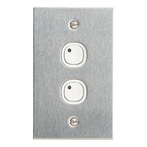 C-Bus Control and Management System, Flat Plate, Key Input, 2 Gang, B Style, Learn Enabled, Stainless Steel - White Electric