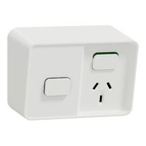 Clipsal Iconic Outdoor, Single Switched Socket Outlet with timer, 10A, 250V - Extra Vivid White