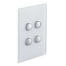 Saturn Series, push-button Switch, 4 Gang, 250V, 16AX/20A - Pure White