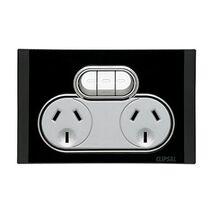 Saturn Series, Double Switch Power Point, 250V, 10A, Non-removable, Extra Switch - Espresso Black