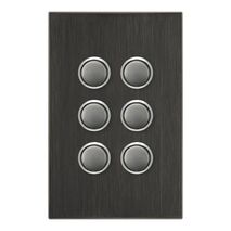 Saturn Series, push-button Switch LED, 6 Gang, 250V, 16AX/20A - Horizon Black