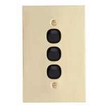 Metal Plate Series, Flush Switch, 3 Gang, 250VAC, 10A, Range, BBSL Style, Standard, Vert - Black