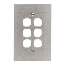 Metal Plate Series, Switch Grid Plate and Cover, 6 Gang, BSL Style, Less Mechanism, Over Size - Black