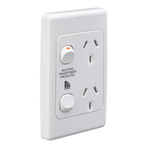 Medilec, Socket, Twin Vertical Double Pole - White Electric