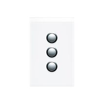 Saturn Series, push-button Switch, 3 Gang, 250V, 16AX/20A - Pure White