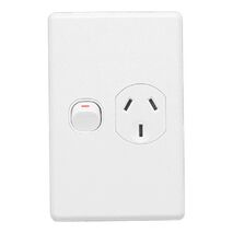 Classic C2000 Series, Switched Socket Outlet, Single, 250V, 10A, Vertical, 2 Pole - White Electric