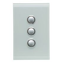 Saturn Series, push-button Switch, 3 Gang, 250V, 16AX/20A - Ocean Mist