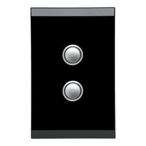 Saturn Series, push-button Switch LED, 2 Gang, 250V, 16AX/20A - Espresso Black