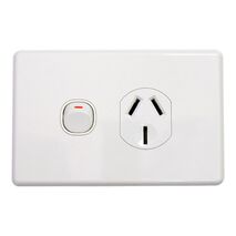 Classic C2000 Series, Switched Socket Outlet, Single, 250V, 20A - White Electric