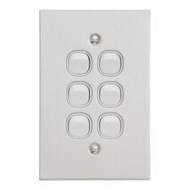 Metal Plate Series, Flush Switch, 6 Gang, 250VAC, 10A, Range, BSL Style, Standard, Vert - White Electric