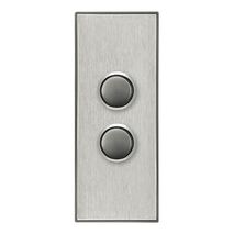 Saturn Series, push-button Switch LED Architrave, 2 Gang, 250V, 16AX/20A - Horizon Silver