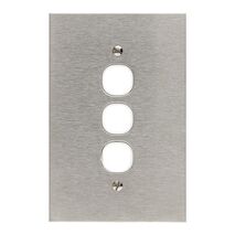 Metal Plate Series, Switch Grid Plate and Cover, 3 Gang, BSL Style, Less Mechanism, Over Size - Black