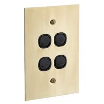 Metal Plate Series, Flush Switch, 4 Gang, 250VAC, 10A, Range, BBSL Style, Standard, Vert - Black