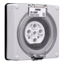Clipsal - 56 Series, Socket Outlet, Surface 7 PIN Round 20A Less Enclosure - Resistant Orange