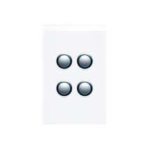 Saturn Series, push-button Switch LED, 4 Gang, 250V, 16AX/20A - Pure White