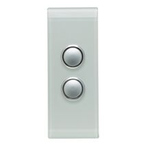Saturn Series, push-button Switch LED Architrave, 2 Gang, 250V, 16AX/20A - Ocean Mist