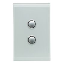 Saturn Series, push-button Switch LED, 2 Gang, 250V, 16AX/20A - Ocean Mist