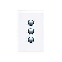 Saturn Series, push-button Switch LED, 3 Gang, 250V, 16AX/20A - Pure White