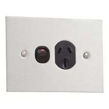 Metal Plate Series, Switched Socket Single, Bsl Style Stainless Steel - Black