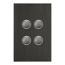 Saturn Series, push-button Switch, 4 Gang, 250V, 16AX/20A - Horizon Black