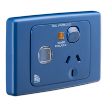 Medilec, Single Switch Socket Outlet, 250V, 10A, Circuit Identification - Dark Blue