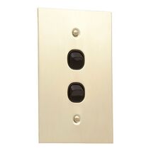 Metal Plate Series, Flush Switch, 2 Gang, 250VAC, 10A, Range, BBSL Style, Standard, Vert - White Electric