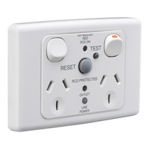Medilec, Switched Socket, Twin 10A RCD 10mA - White Electric
