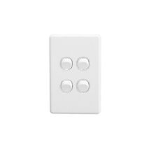 Classic C2000 Series, Flush Switch, 4 Gang, 250VAC, 10A, Standard, Vertical - White Electric