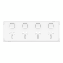 Pro Series, Quad Power Point Skin, Horizontal Mount, 250V, 10A, Clip-On - Extra Vivid White